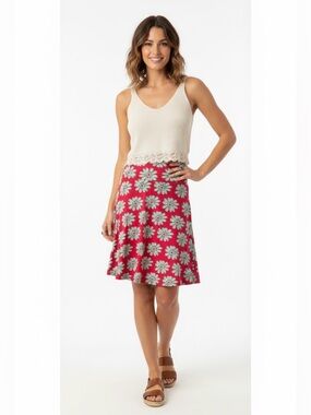 LuLaRoe Azure • A-Line Skirt • Pink with Mint Green Daisies • Rare Print